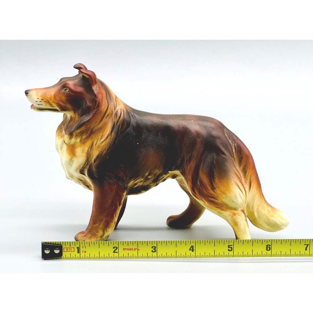 Collie Rough Coat Mother and Puppy Set Dog Figurine Brown Ceramic Japan - Picture 14 of 16